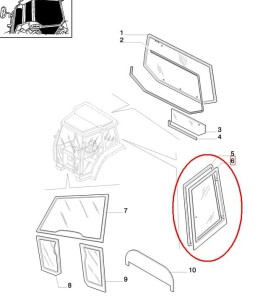 SZYBA BOCZNA PRAWA UCHYLNA NEW HOLLAND CASE 82029320 - 82009812 - E9NN9429710AA