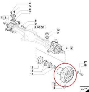 PIASTA KOŁA PRZEDNIEGO NEW HOLLAND CASE 5142013 - 5142014 - 5151461