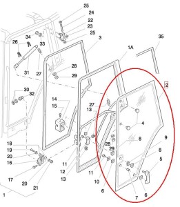 SZYBA LEWA DRZWI NEW HOLLAND 81871242 - E9NN94032N18BB
