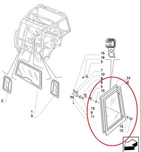 SZYBA PRAWA BOCZNA NEW HOLLAND CASE 5182188