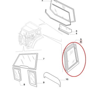 SZYBA BOCZNA LEWA UCHYLNA NEW HOLLAND CASE 82029321 - 82009813 - E9NN9429711AA